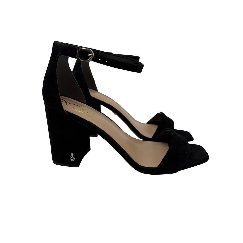 Sam Edelman Daniella Sandals New Womens 10.5 Black Suede Block Heel Ankle